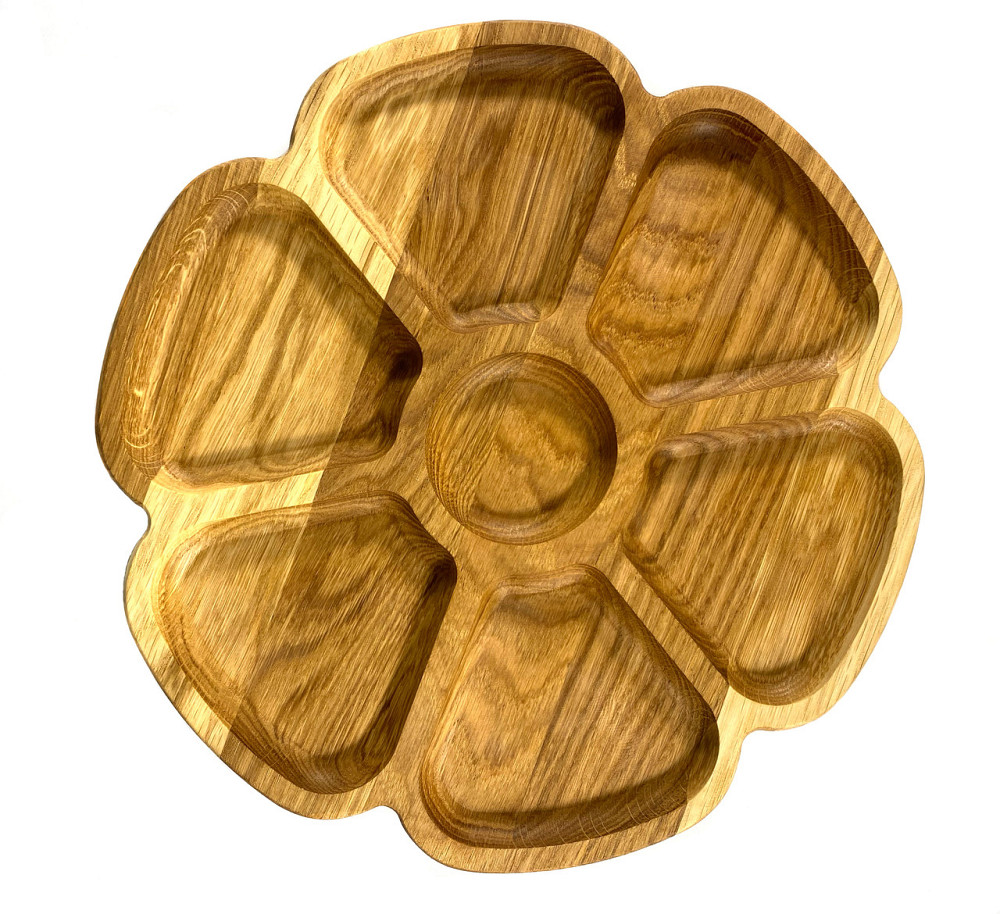 Деревʼяна тарілка з натурального дерева діаметр 30,5 см, висота 2 см, тарілка для закусок Кам'янець-Подільський - фото 2