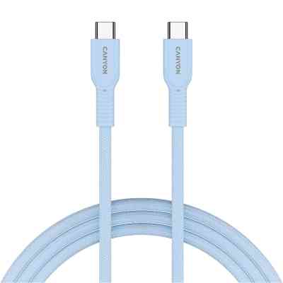 Дата кабель USB-C to USB-C 1.0m OnWire 60CL C-C 60W COLOR Braided 1m Light Blue Canyon (CND-CCAP60AB10LBL) Вінниця