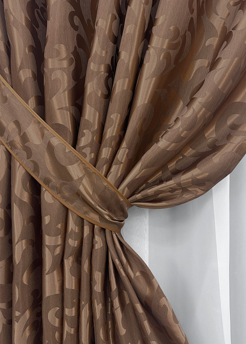 Комплект готових штор VR-Textil Жакард Вензель № 478ш Світло-коричневий 150х270 см 2 шт (30-219) Київ - фото 20