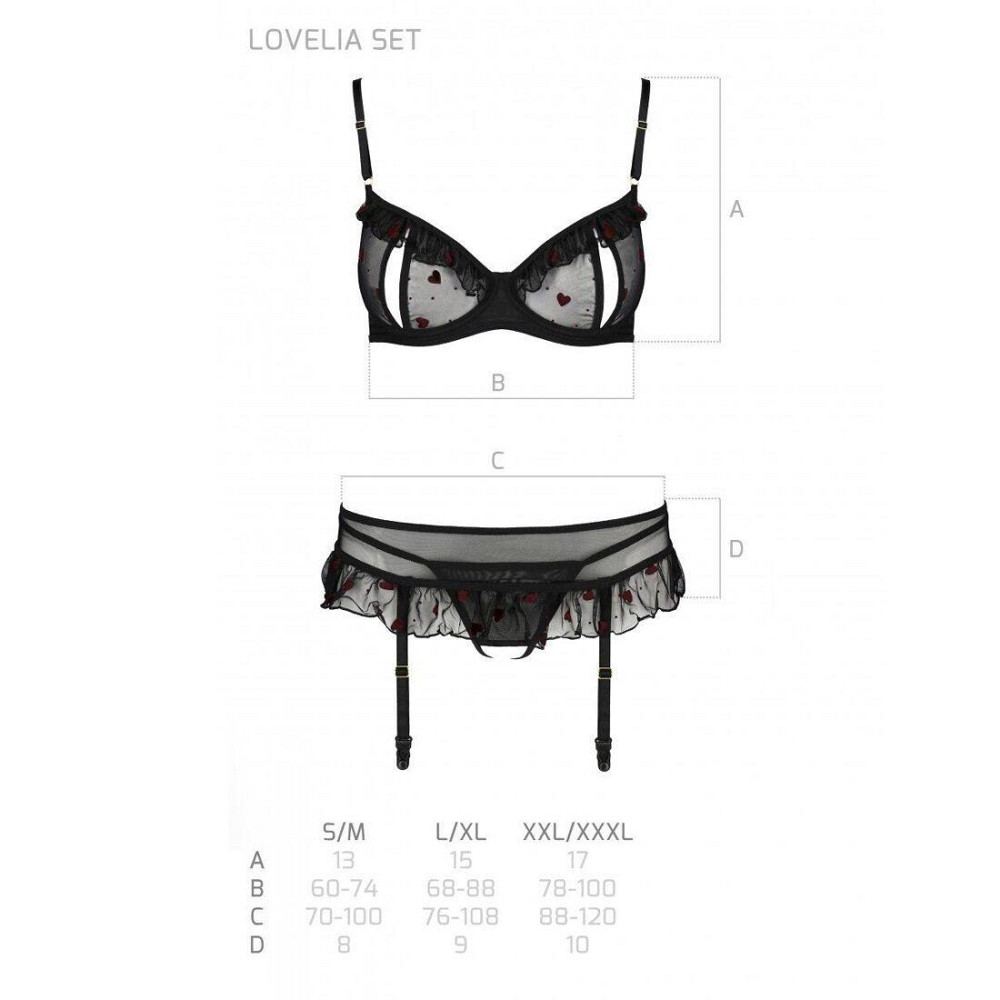 Сексуальний комплект з поясом для панчіх Passion LOVELIA SET XXL/XXXL, black Sex Aura Київ - фото 7
