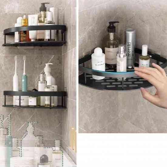 Полиця металева кутова настінна 21*21*5см чорний Вінниця