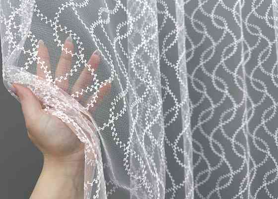 Тюль фатин с вышивкой Цвет белый 1577т Киев