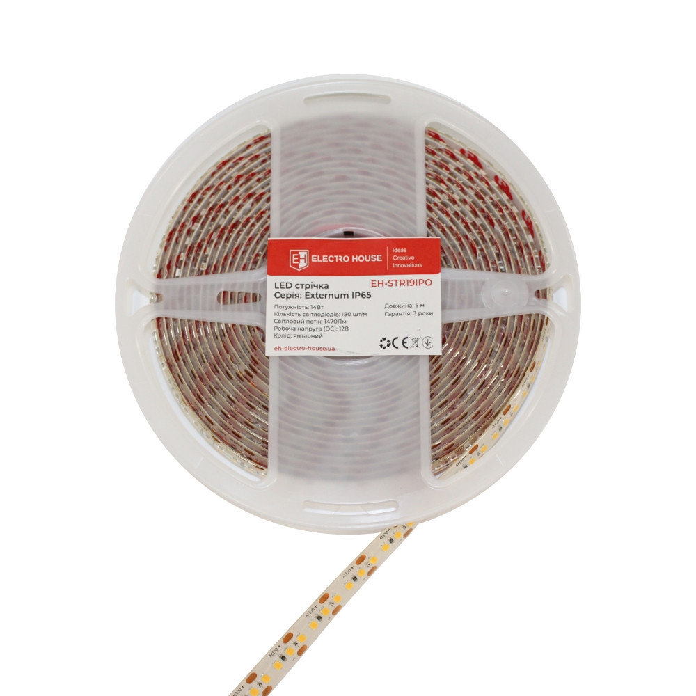 LED стрічка 14Вт 12В 180 діодів, янтарний,  IP65 , серія Externum IP65 , гарантія 3 роки Дніпро - фото 3