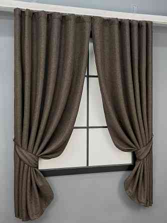 Комплект коротких штор VR-Textil Льон ELEMENTA № 1867ш Венге 130х170см 2 шт (35-0443) Київ