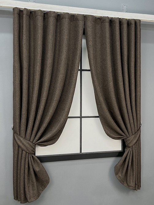 Комплект коротких штор VR-Textil Льон ELEMENTA № 1867ш Венге 130х170см 2 шт (35-0443) Київ - фото 2