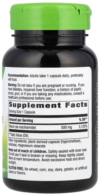 Вітамін В3 ніацинамід 500 мг Nature's Way Niacinamide 100 капс Київ - фото 2