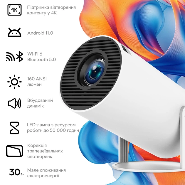 Мини-проектор Magcubic HY300Pro Android 14, Wi-Fi 6, Bluetooth 5.4, поддержка 4K, Auto Keystone, поворот 180° Киев - изображение 20