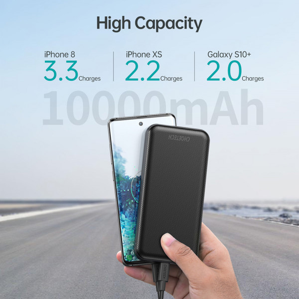 УМБ Choetech 10000mAh, 18W PD QC3.0, USB-C In/out, USB-A Li-pol чорна (B627-V3-CC-BK) Киев - изображение 7