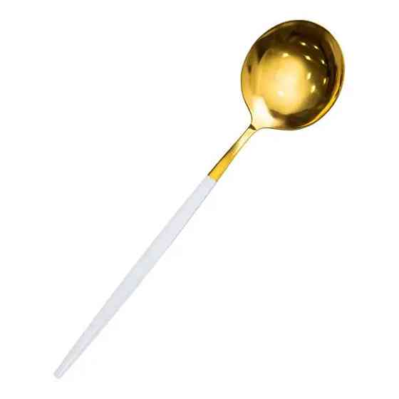 Yiwu Набір столових ложок 6 штук ложки столові з нержавійки 21 см Білий із золотом HP-20-8 Коломыя