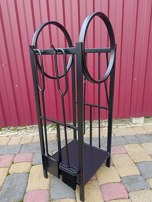 Кованый набор для камина LOFT №8 с дровницей (стойка, совок, щетка, кочерга, щипцы) Киев - изображение 10