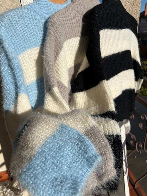 Свитер женский A-N 2157 широкая полоса короткий пушистый ангора, голубой, 42-46 Киев - изображение 9