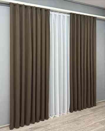 Комплект готових штор VR-Textil Мікровелюр Petek № 1831ш Кавовий 200х290 см 2 шт (32-148) Київ