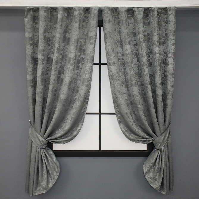Комплект коротких штор VR-Textil Жаккард Sultan YL № 1212ш Серый 130х170 см 2 шт (35-0072) Киев - изображение 1