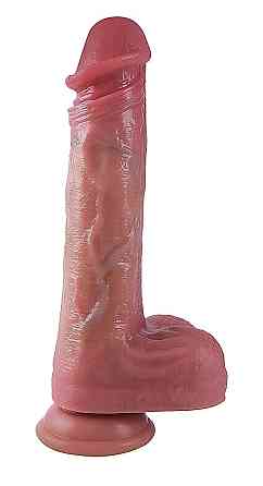 Фаллоимитатор с мошонкой на присоске, из мягкого двухслойного силикона OYO - Dildo Double Layer Silicone YQW-022 (длина 19 см, Sex Киев