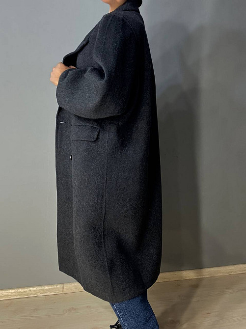 Пальто женское Lady Yep 85098 длинное оверсайз шерстяное двухбортное темно серое, темно-серый, S Киев - изображение 17