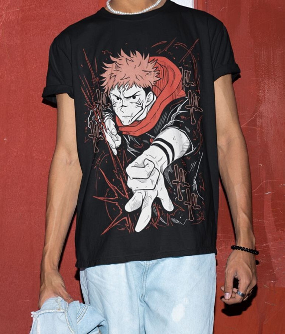 Футболка з аніме принтом Магічна битва оверсайз (S/M/L) Чорний AnimeJ1136 Дніпро - фото 3