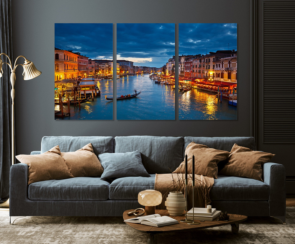 Модульная картина в гостиную / спальню   Нічне місто       ART-047_3A 70х130 см Киев - изображение 3