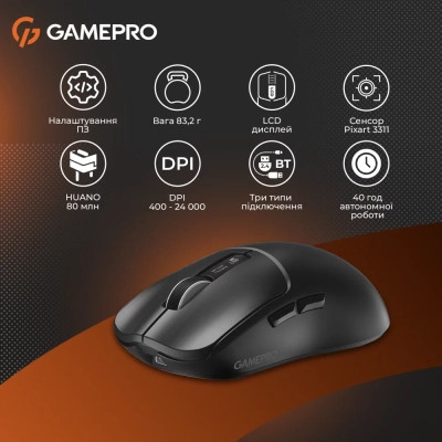 Мишка GamePro Genesis Ranker Wireless/Bluetooth/USB Black (GM012B) Вінниця - фото 7