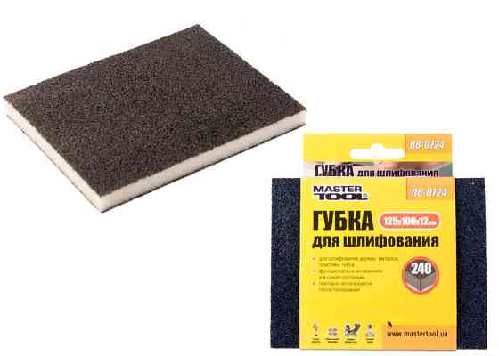MASTERTOOL Губка для шліфування MASTERTOOL СОФТ Р240 125х100х12 мм 08-0724 Коломия