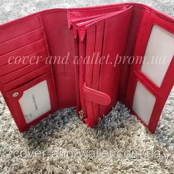 Красный кожаный женский кошелек с визитницей Marco Coverna MC 1415 Киев - изображение 1
