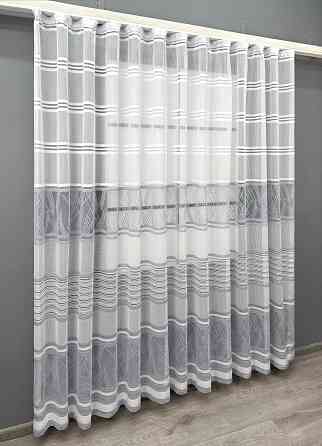 Короткий тюль VR-Textil 1949т Жаккард Белый с серым 300х200 см (42-0883) Киев
