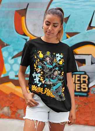 Футболка для хлопчика з аніме принтом Фіре Форке Схінра Кусакабе оверсайз (зріст від 165 до 180) Чорний AnimeJ0954m Дніпро