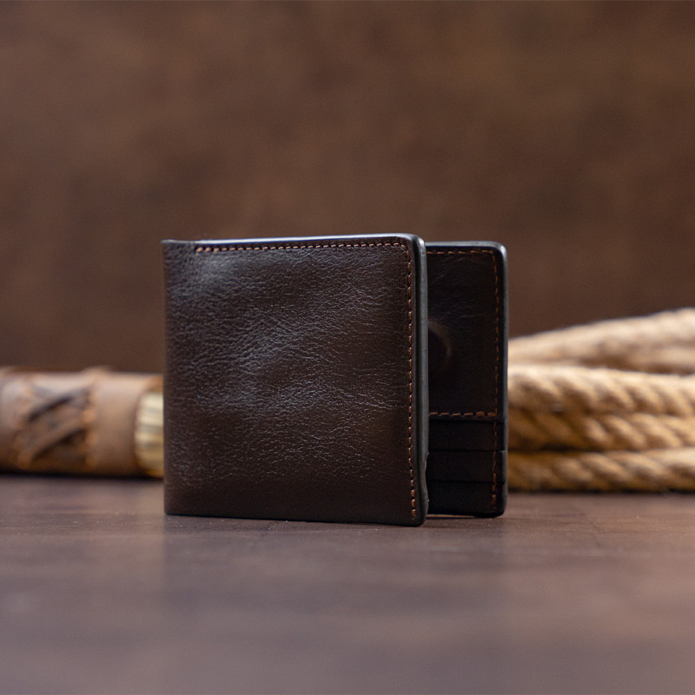 Строгое портмоне в гладкой коже на магнитах GRANDE PELLE 11307 Коричневое Киев - изображение 3