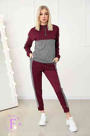 Повсякденний жіночий костюм із трикотажу "Flex" оптом | Норма і батал | Розпродаж моделі Марсала, 46-48 Київ