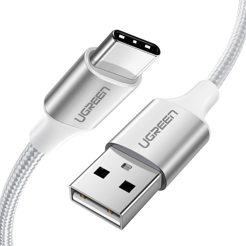 Кабель USB 2.0 AM-Type-C M, 3 м, 60W Nickel Plating Aluminum Braid білий, US288 UGREE Вінниця - фото 2