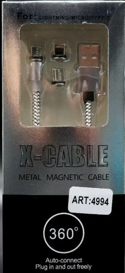 Магнітний кабель для зарядки телефону та планшету 3в1 з круглими роз'ємами (Micro, Lightning, Type-C) M3 Одеса - фото 10