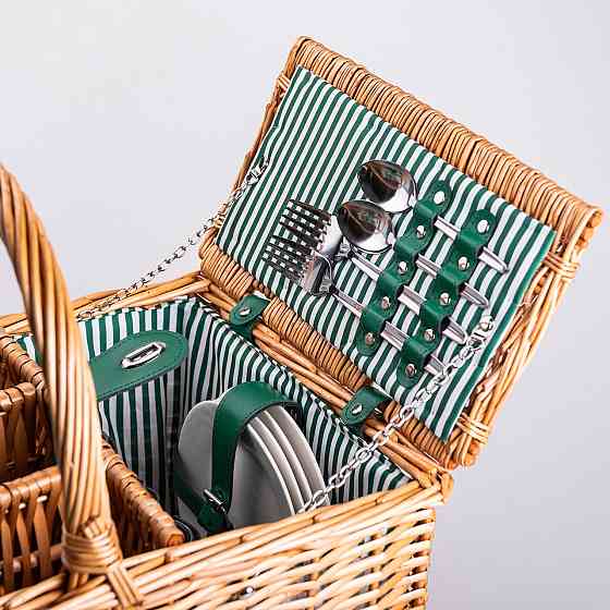 Кошик плетений для пікніка з посудом на 4 персони 48х33х43 см набір посуду туристичний для кемпінгу HP-ZQ-3 Коломия