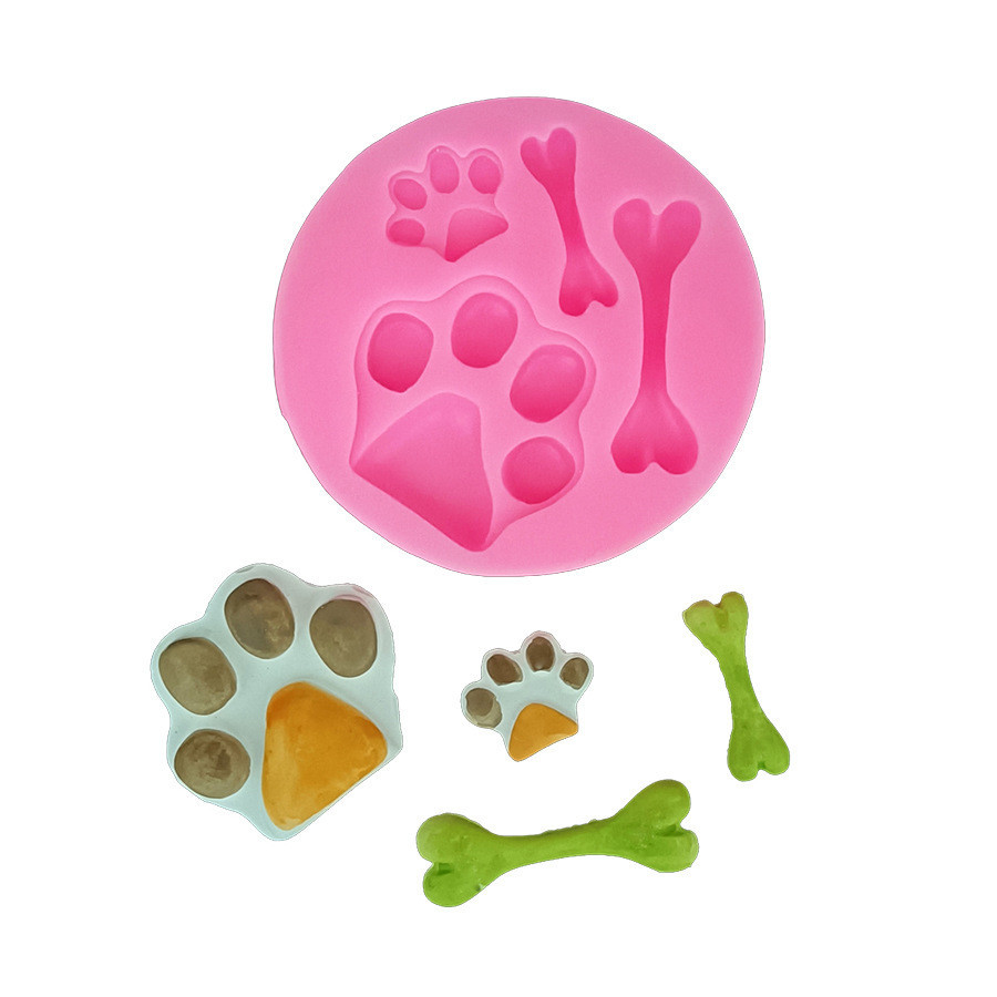 Молд силиконовый Следы собачьи и косточки 75 мм розовый Киев - изображение 6