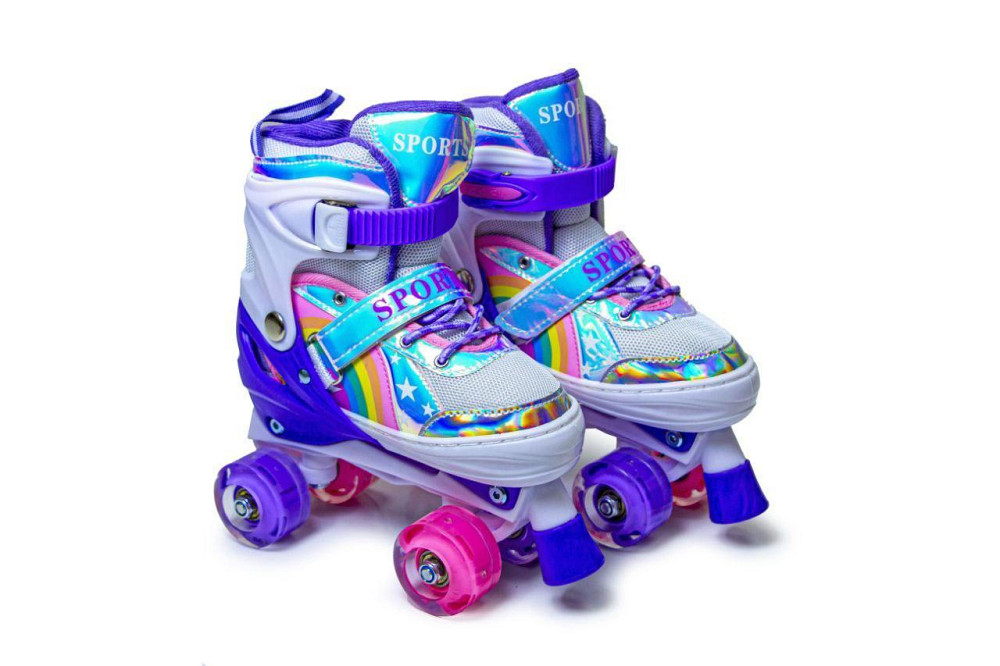 Ролики-квади з колесами, що світяться Scale Sports Веселка фіолетові, розмір 34-37 Одеса - фото 1