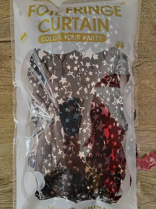 Дождик для фотозоны волнистый с принтом звезд 2 м на 1 м черный Киев - изображение 4