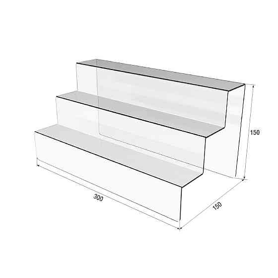 Товарная горка EKOSTAR на 3 ступеньки из акрила 300х150х150 Киев