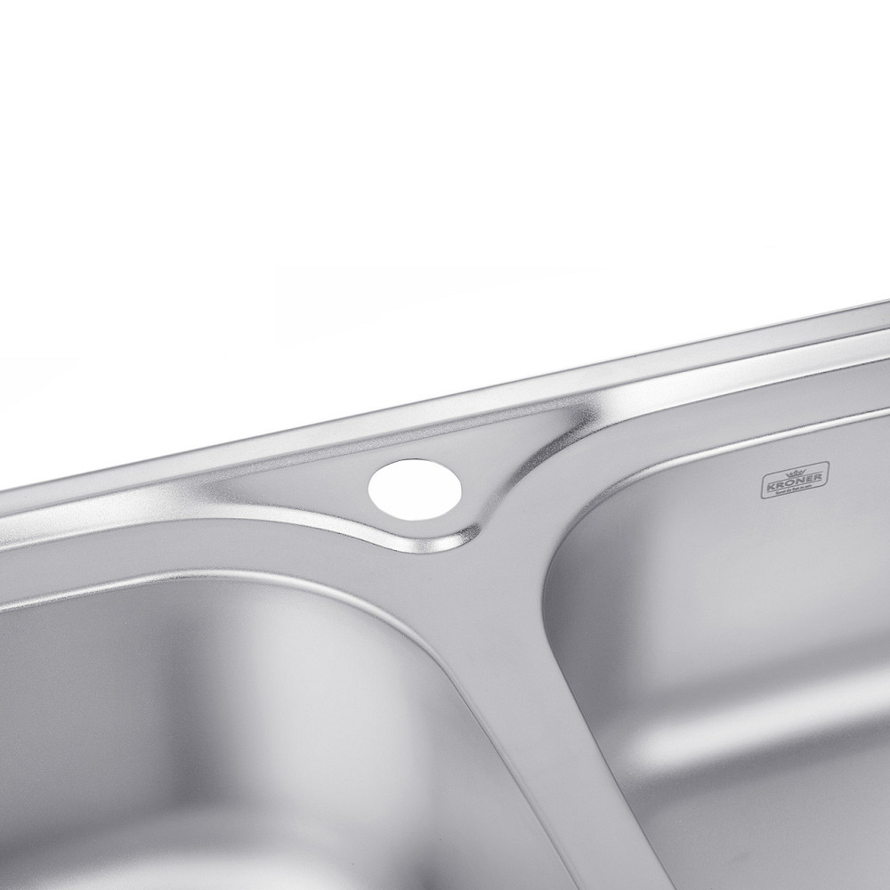 Кухонна мийка накладна Kroner KRP Satin - 5080Z (0.8 мм) на дві чаші Київ - фото 5