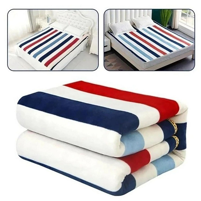 Электропростынь односпальная 140Вт, 150х170см, YASAM, Разноцветная полоска / Мягкая электропростыня с подогревом Киев - изображение 3