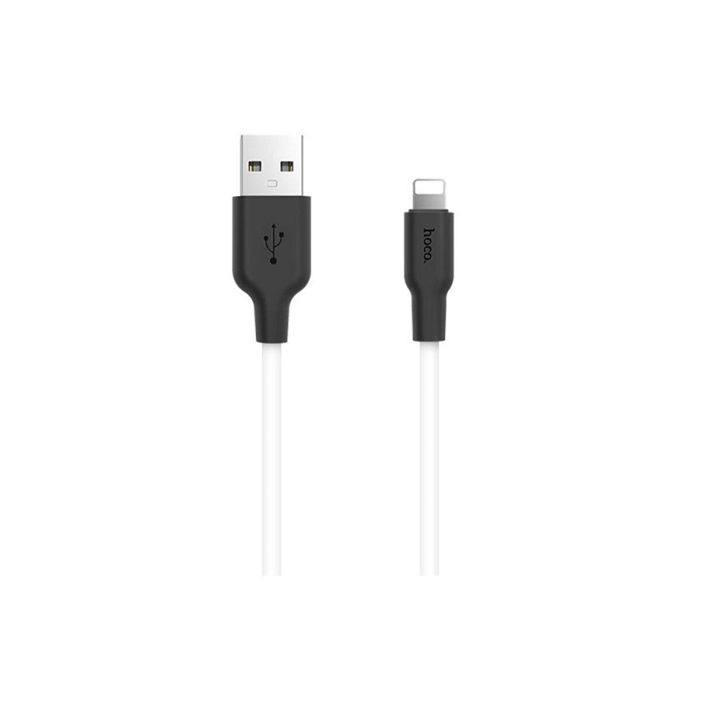 Кабель HOCO X21 USB - Lightning 2A, 1m, силіконовий, TPE конектори, колір чорний+White 6957531071365 Одеса - фото 1