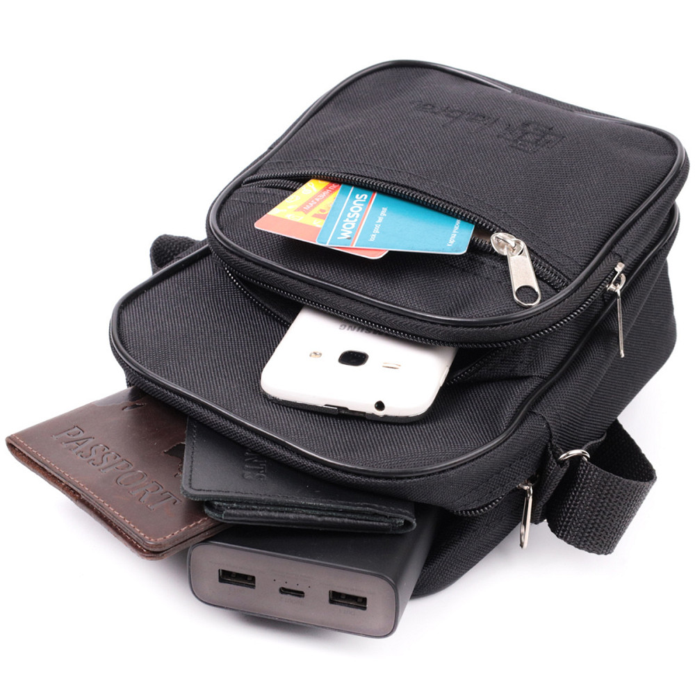 Чоловіча компактна сумка з якісного поліестеру FABRA 22578 Чорний Київ - фото 10