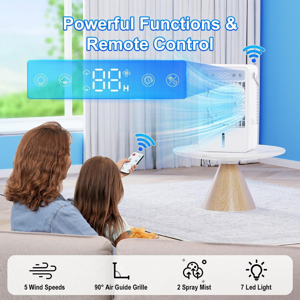 Портативний кондиціонер HONMICON F28 білий 4-в-1 мобільний охолоджувач вентилятор зволожувач 1500мл 10H таймер 5 швидкостей пульт Київ - фото 6