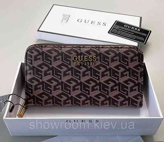 Женский кошелек на молнии Guess (7594) коричневый Киев