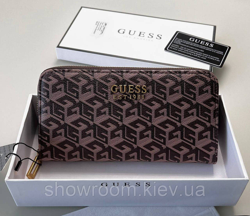 Жіночий гаманець на змійці Guess (7594) коричневий Київ - фото 2