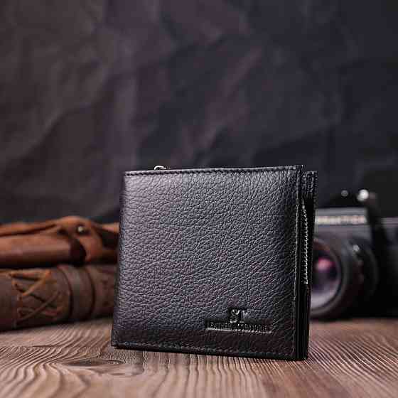Гаманець середнього розміру з оригінальною монетницею ST Leather 22458 Чорний Київ