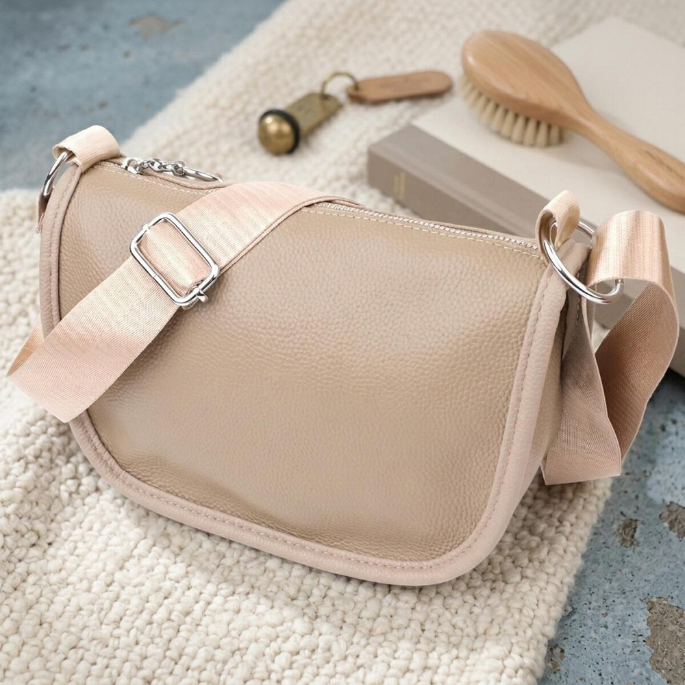 Полукруглая сумка для женщин из натуральной кожи Vintage 22907 Бежевый Киев - изображение 11