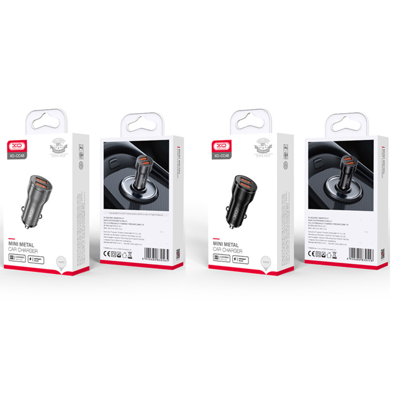 Автомобільний зарядний пристрій XO CC48 Smart Dual USB Metal чорний Львів - фото 7