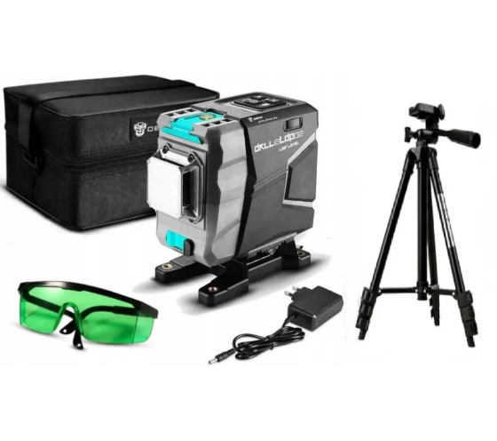 Лазерний рівень Deko 3D DKLL12tdP02 12 ліній Відкалібрований Зелений промінь Нівелір (штатив 2.1м) Київ