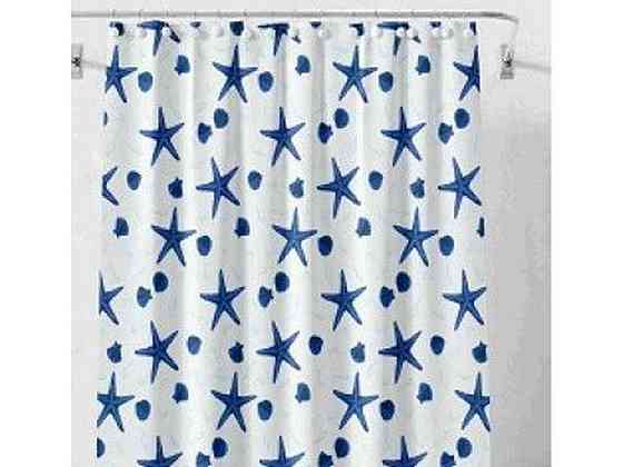Штора для ванной 180*180см голубой Морские звезды ТМ ECO FABRIC Solmir Киев