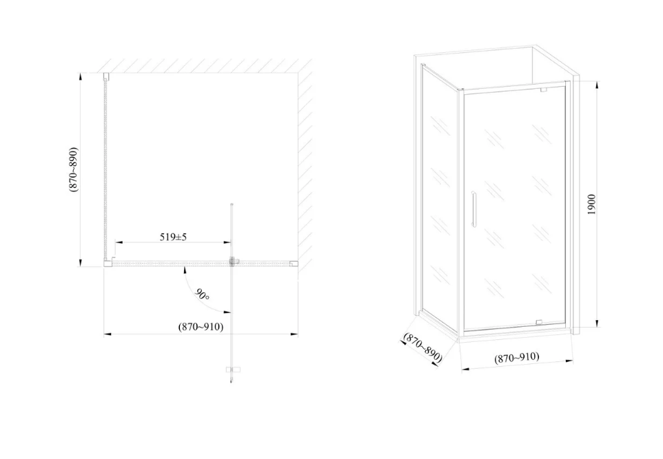Стеклянная душевая кабина AVKO Glass RDJ06 90x90x190 Black перегородка для душа Киев - изображение 3