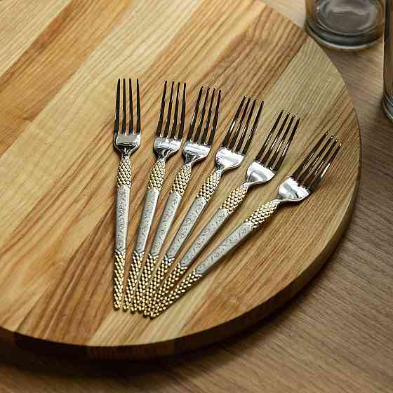 Столовые вилки 6 шт. из нержавеющей стали с золотом Киев