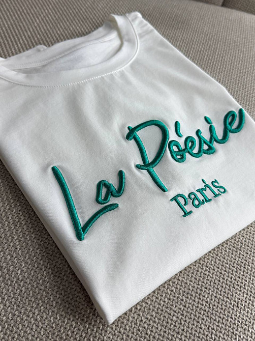 Футболка жіноча A-N 30103 базова з вишивкою La Poésie Paris однотонна, білий, one size Київ - фото 13